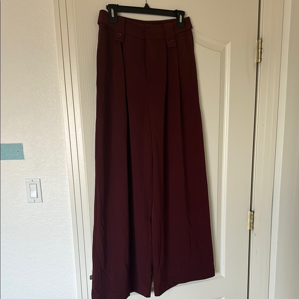 Commense Burgundy Wide Leg Pants